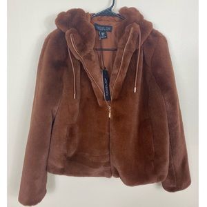 Rachel Zoe faux fur brown medium jacket 🤎